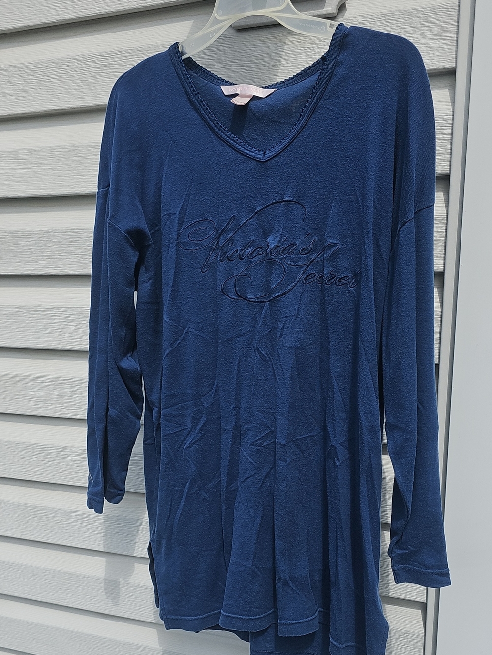 Victoria's Secret Navy Long Sleeve V-Neck Sleep Shirt